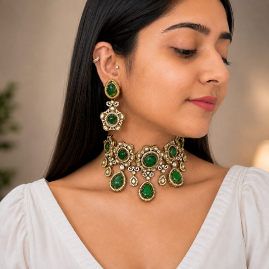 Adya Sabya Choker - Green