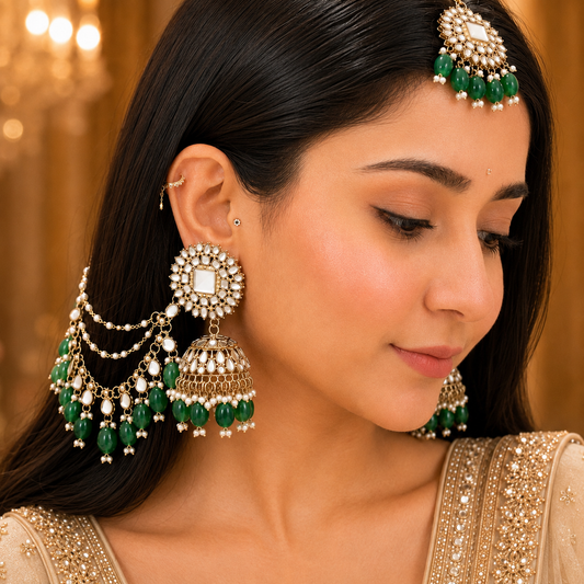 Rubani Bahubali Jhumka - Green