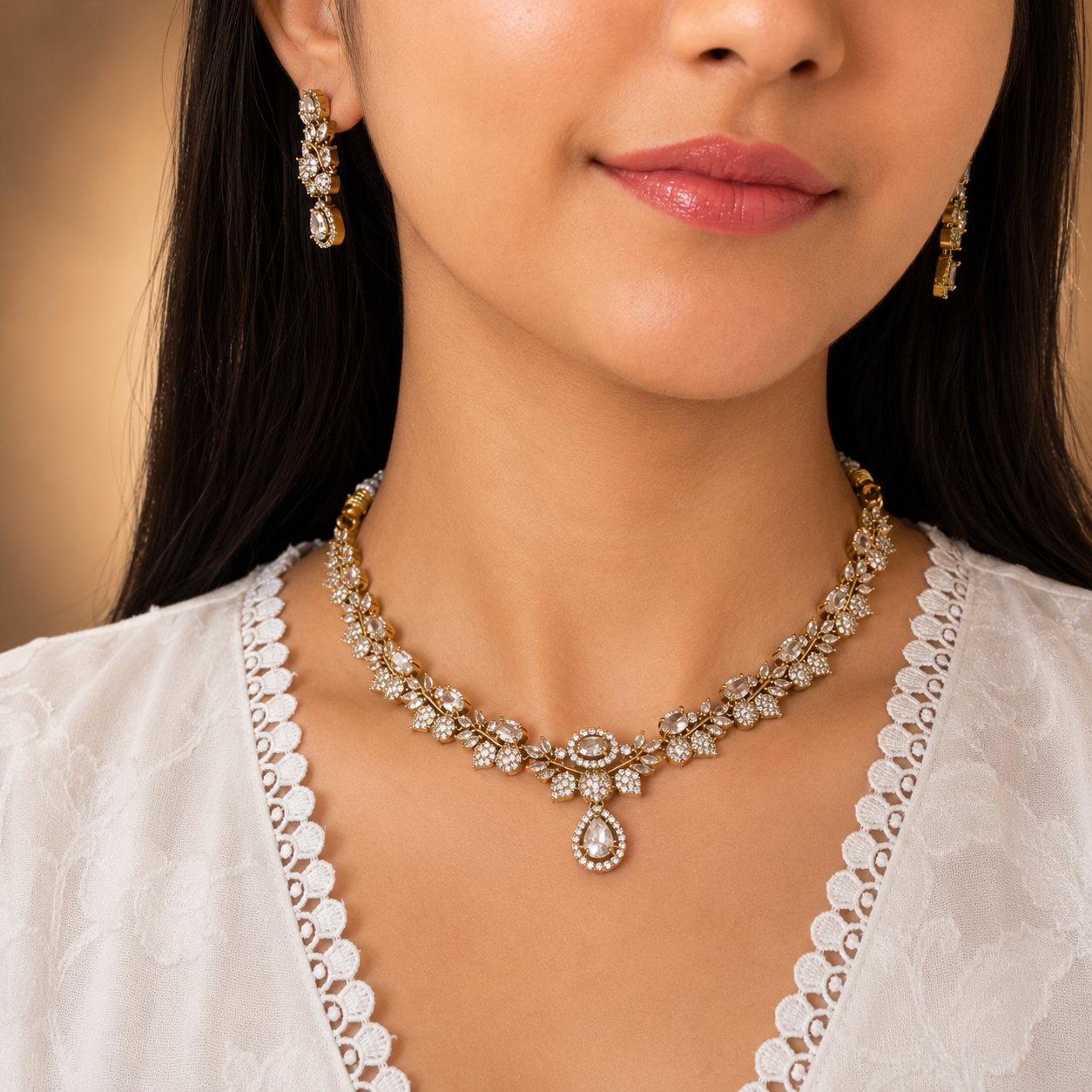 Preeti Ad Necklace - White