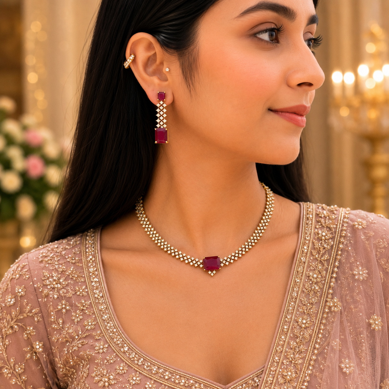 Ema Ad Necklace - Ruby