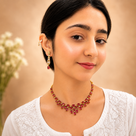 Esha Ad Necklace - Pink