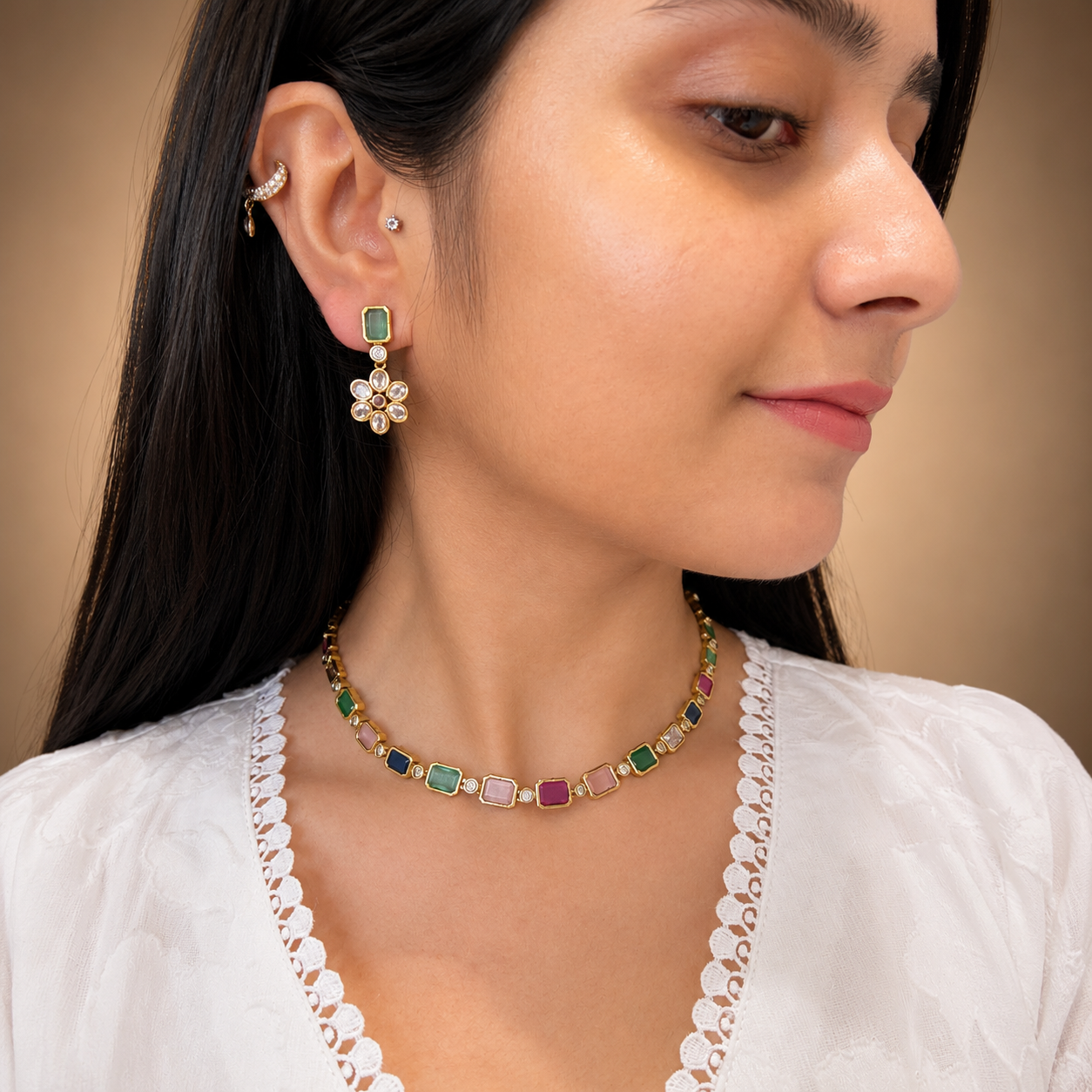Giva Single line Necklace - Multi