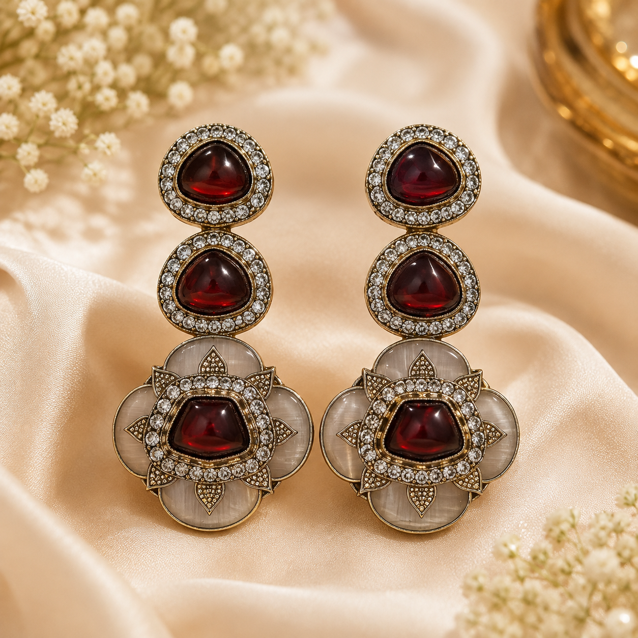 Mayuri Earrings - Maroon