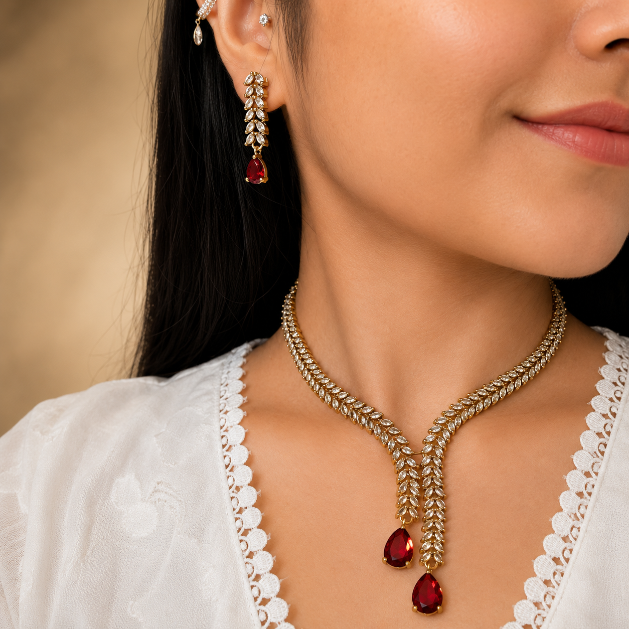 Mona Ad Necklace - Red