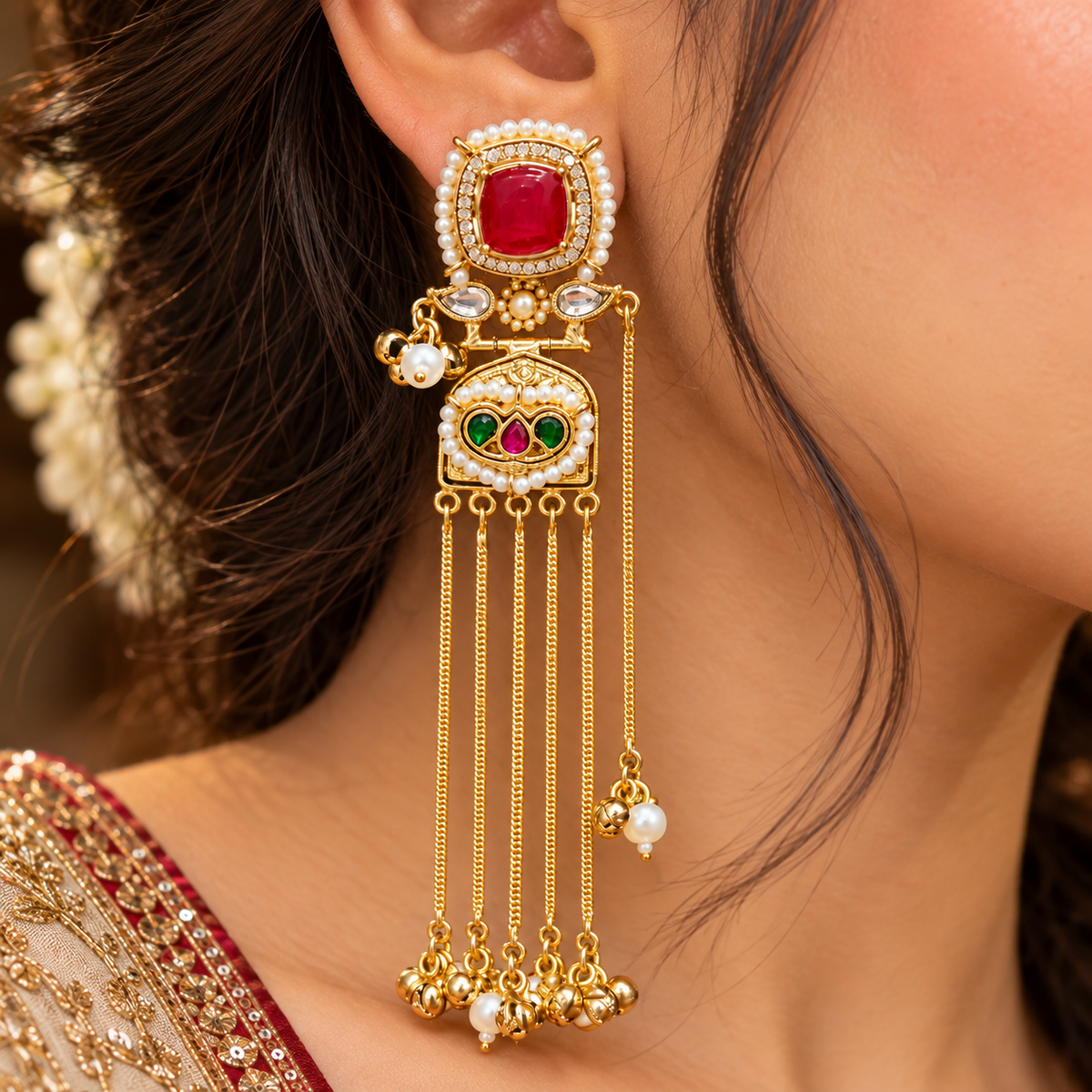 Taruni Earrings - Red