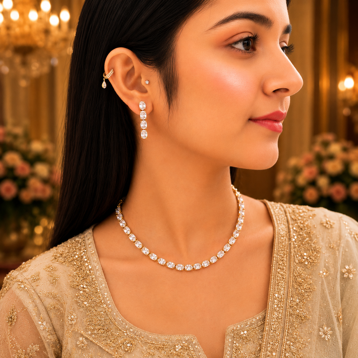 Solitaire Ad Necklace - White