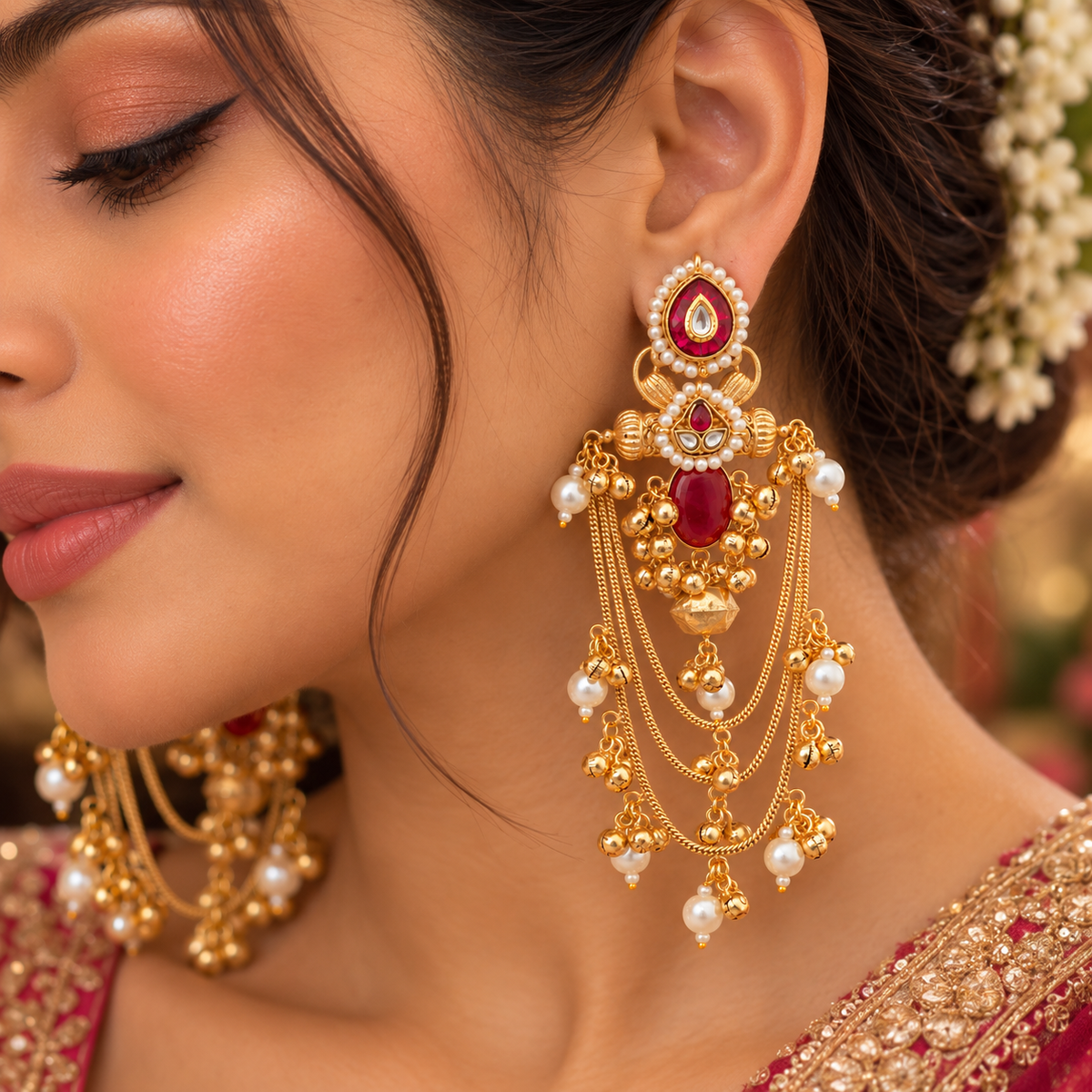 Maitri Earrings - Ruby