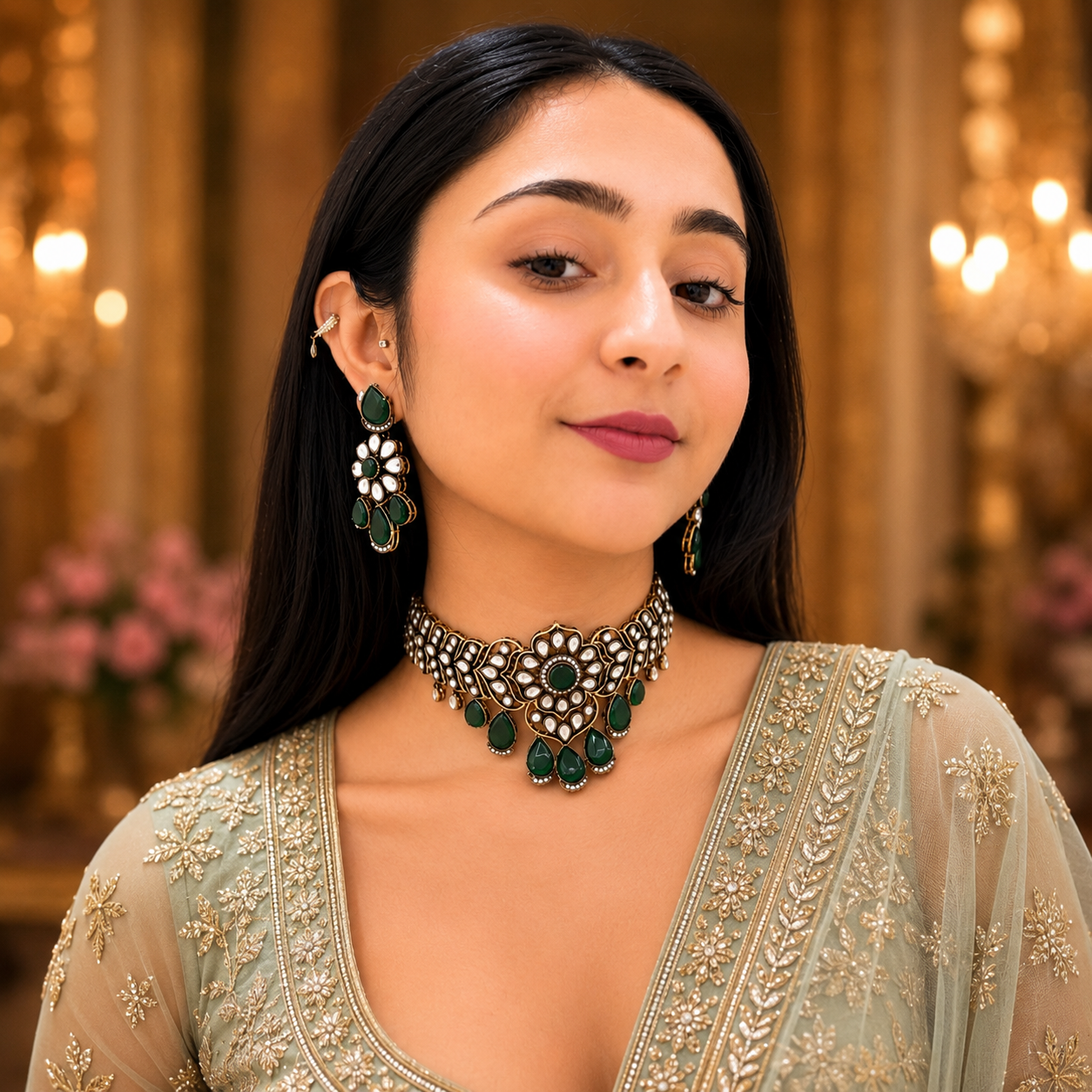 Zara Moissanite Choker - Green