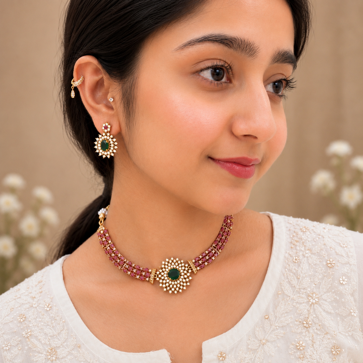 Elle Ad Necklace - Ruby