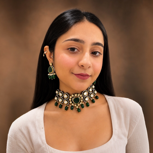 Mahi Polki Necklace - Green