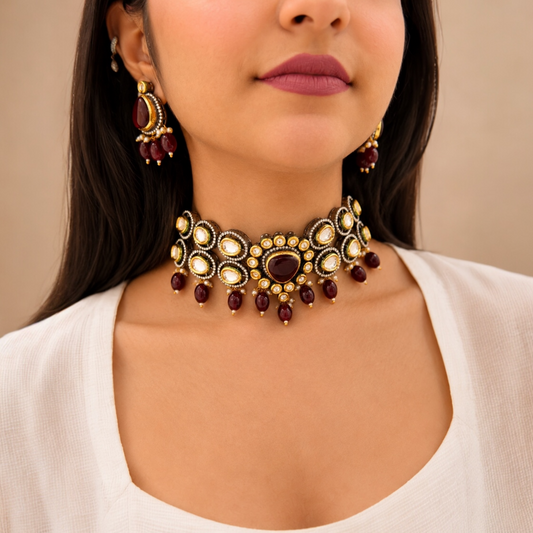 Mahi Polki Necklace-Ruby