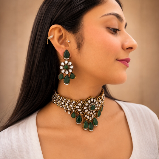 Zara Moissanite Choker - Green