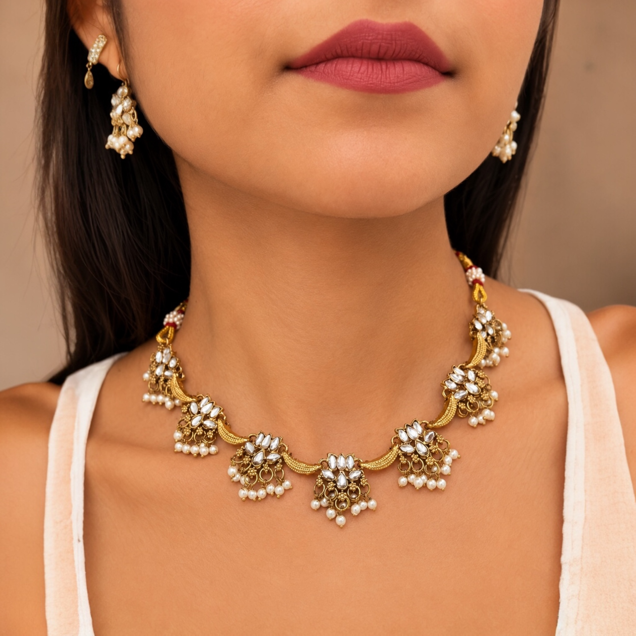 Kirti Lotus Necklace-White
