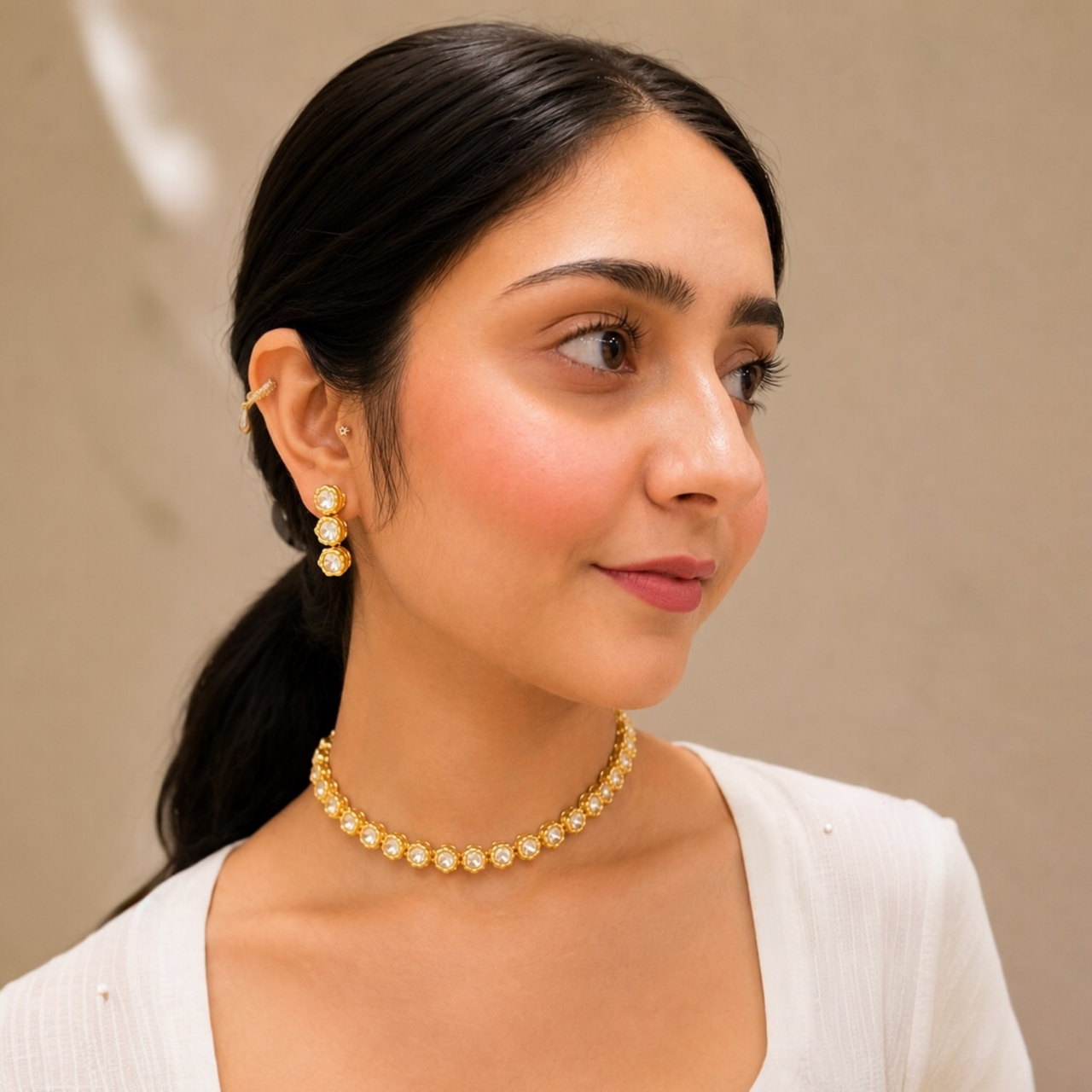 Manvi Moissanite Necklace - Gold