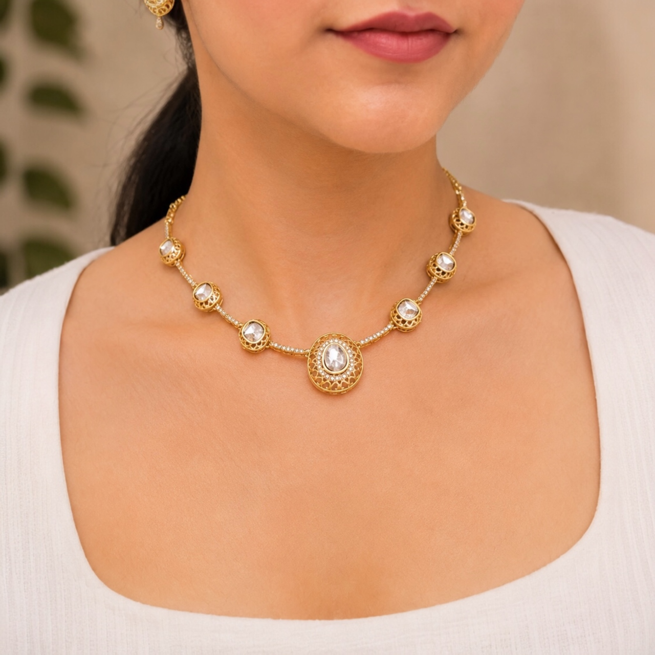 Dalmia Moissanite Necklace - White