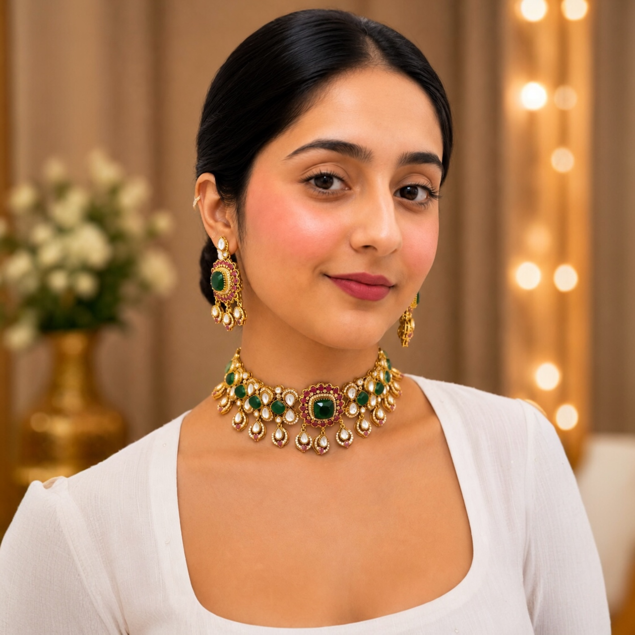 Mishika Moissanite Choker - Green