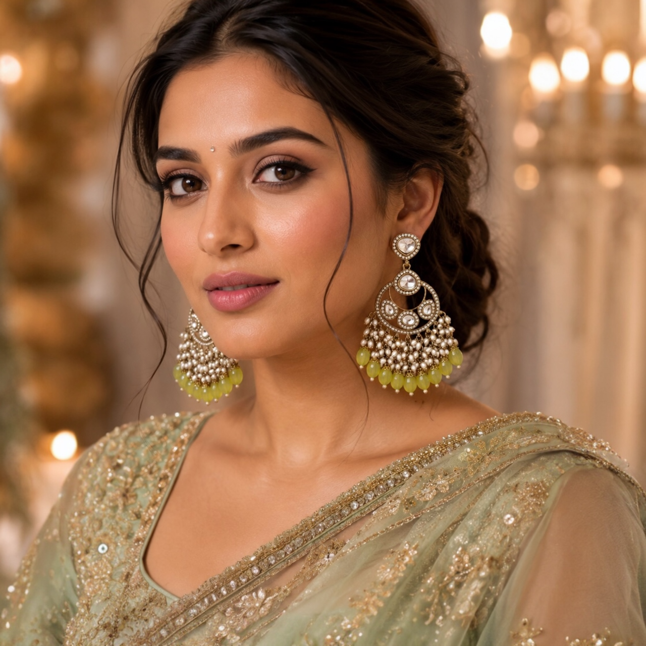 Tripti Chandbali - Olive Green