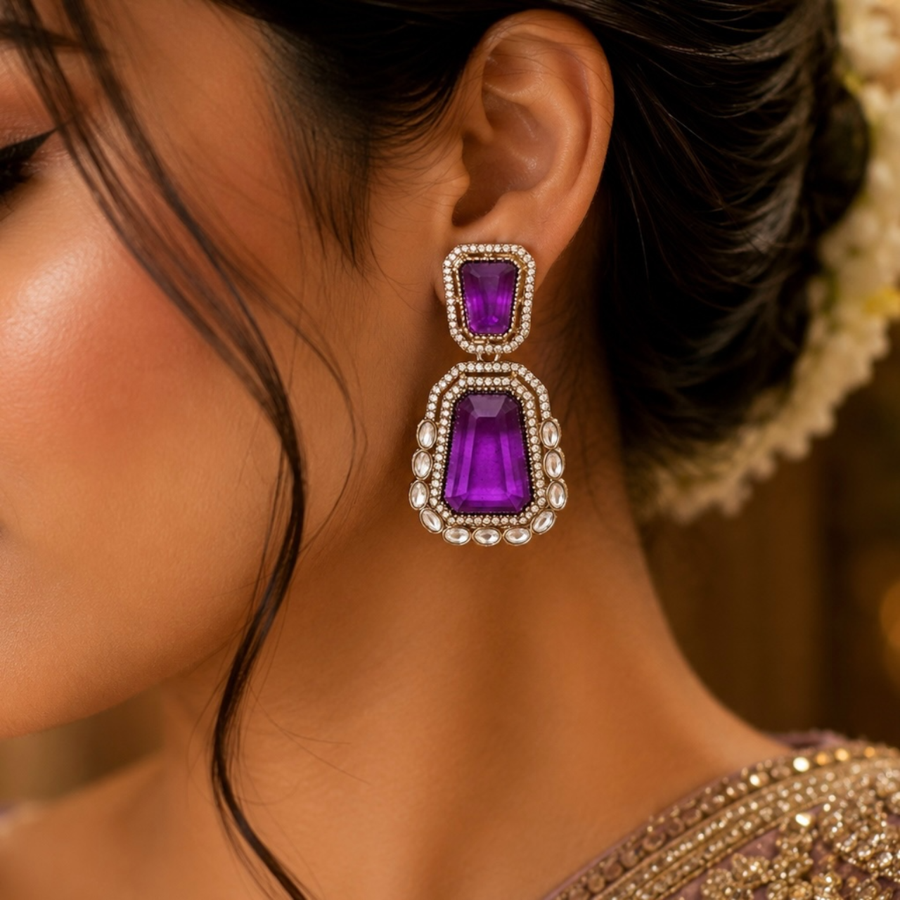 Zeenat Earrings - Purple