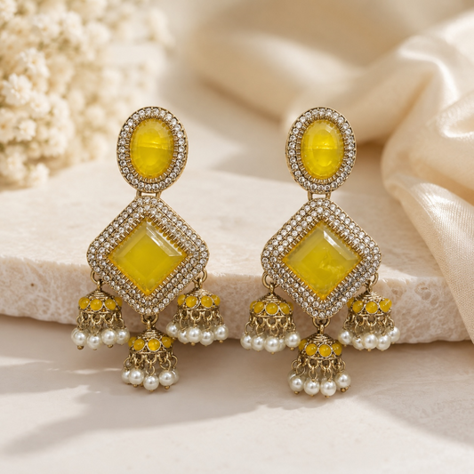 Navya Earrings - Yellow