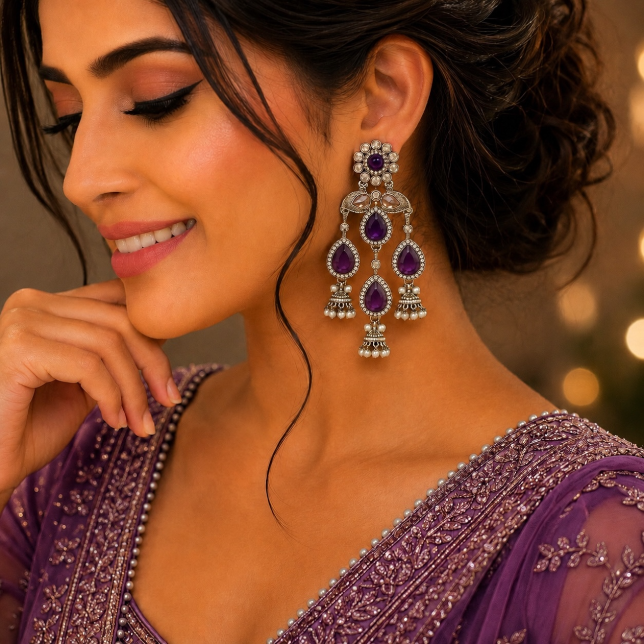 Mahi Earrings - Purple