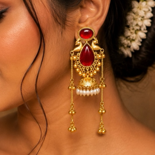 Swati Earrings - Red