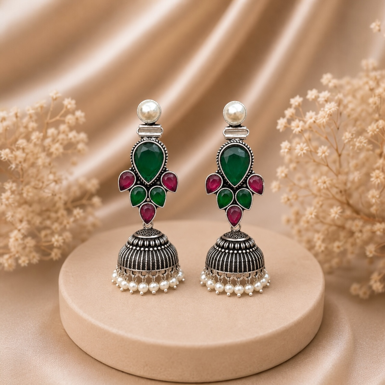 Jia Brass Jhumka - Multi