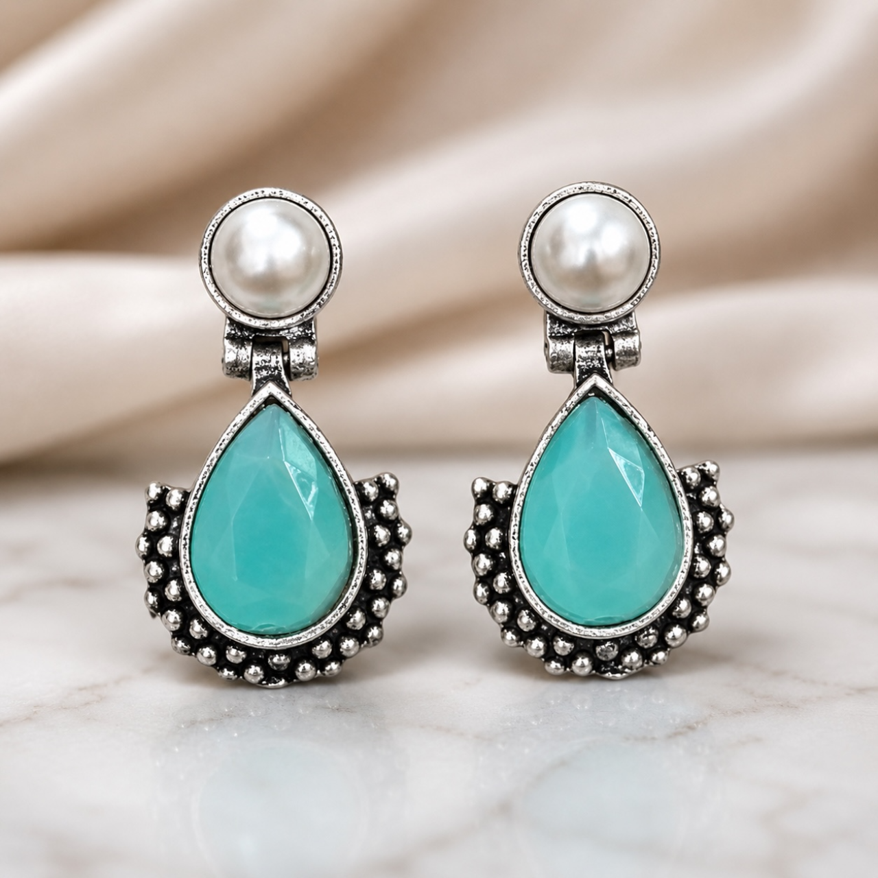 Drop Brass Earrings - Sky