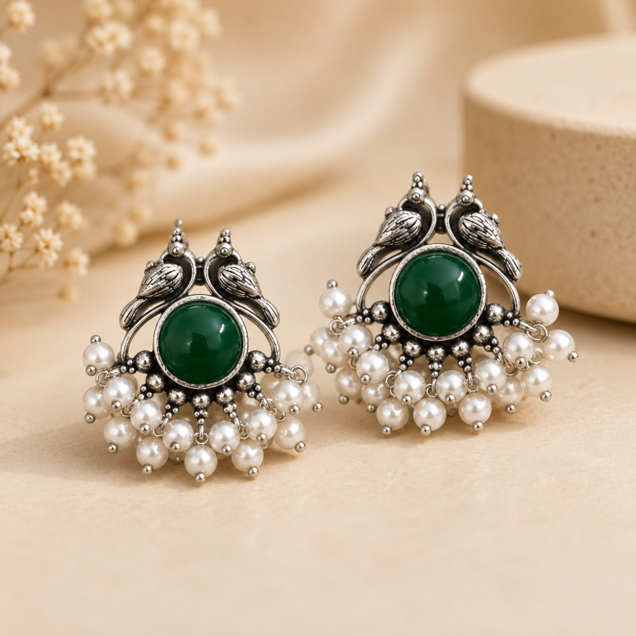 Tira Brass Studs - Green