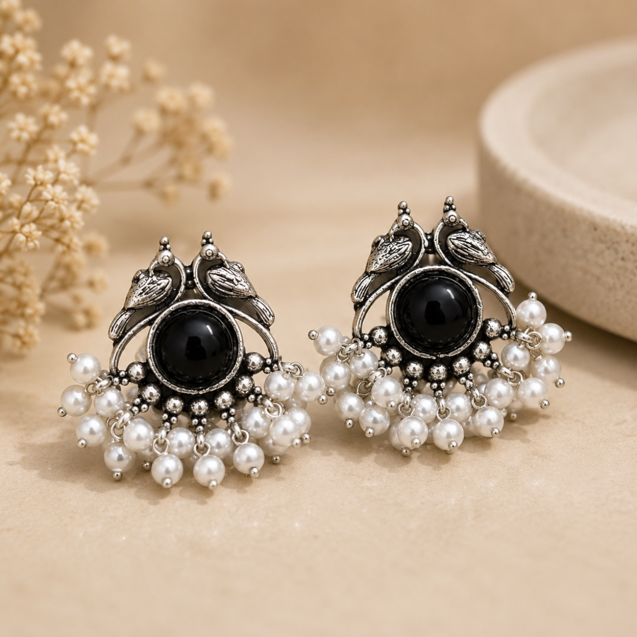 Tira Brass Studs - Black