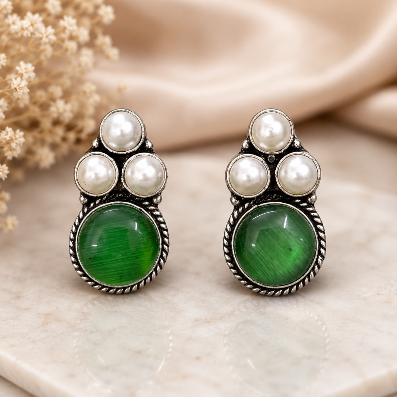 Rima Brass Studs - Green