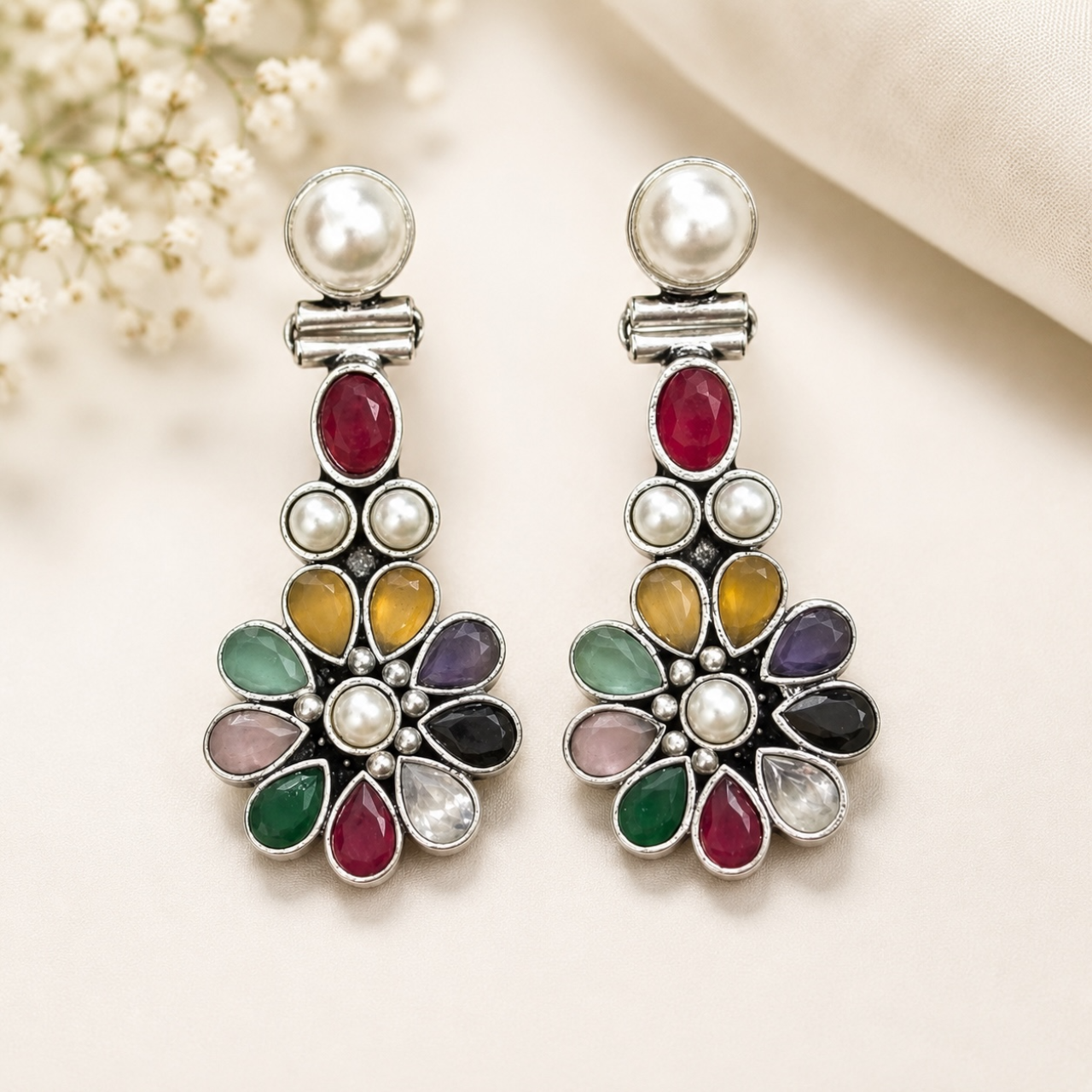 Bloom Brass Earrings - Multi