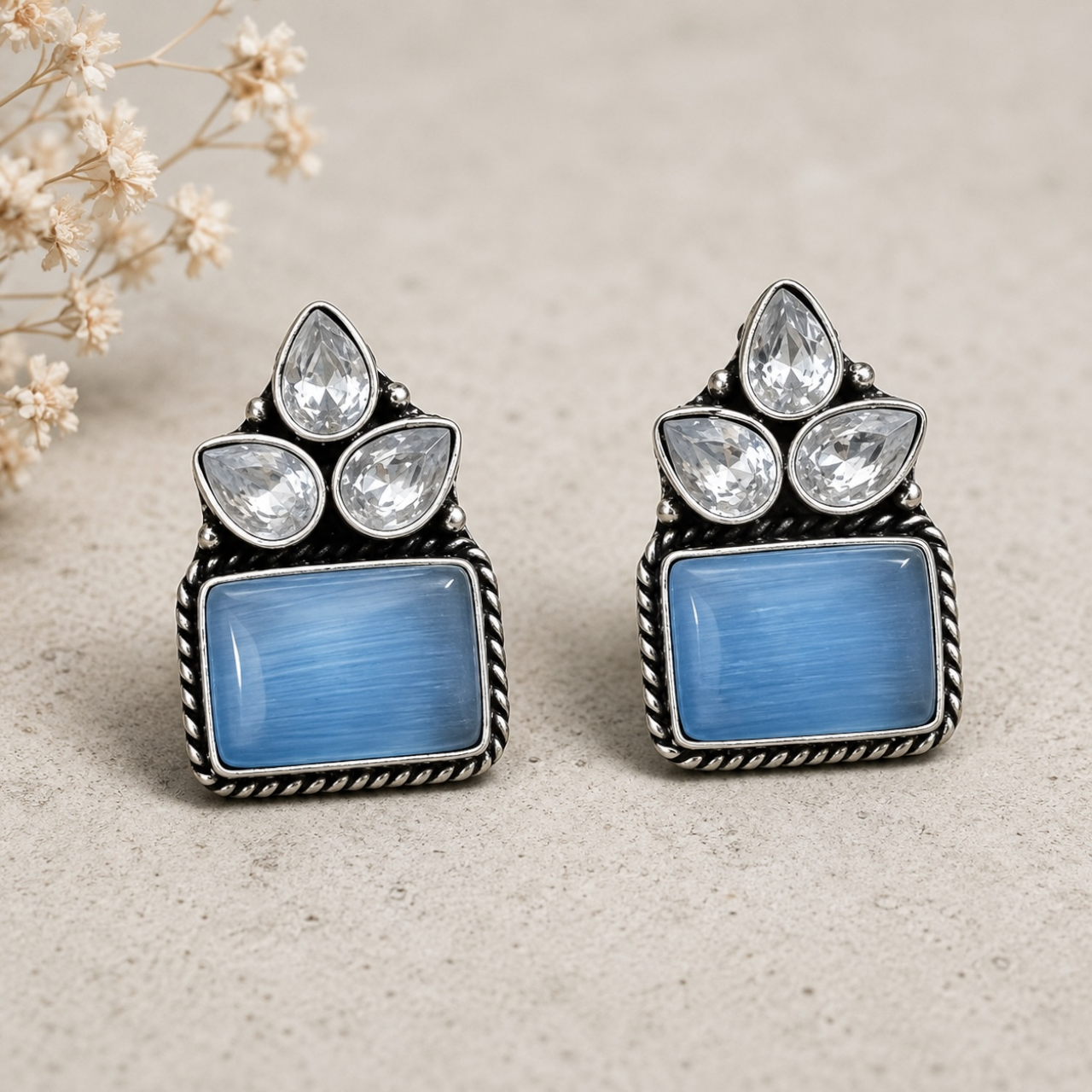 Geet Brass Studs - Blue