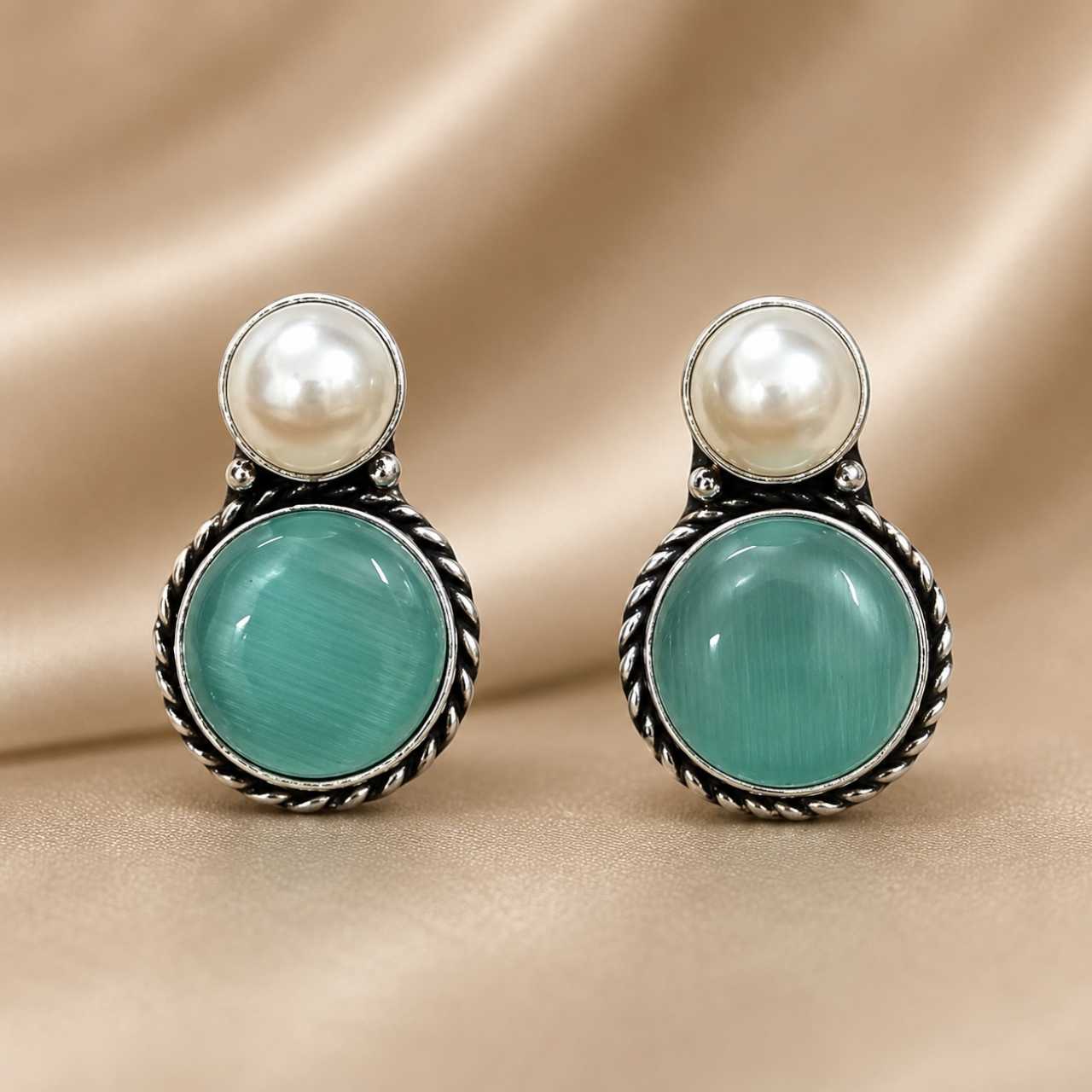 Vayu Brass Studs - Mint