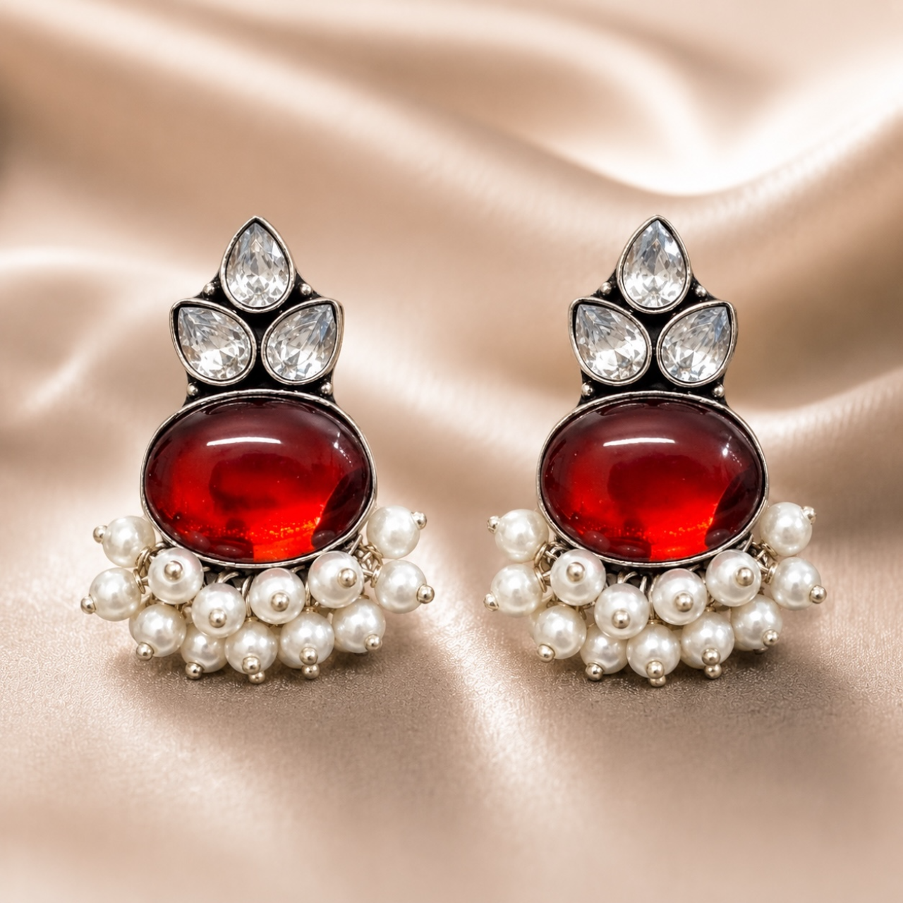 Zouk Brass Studs - Red