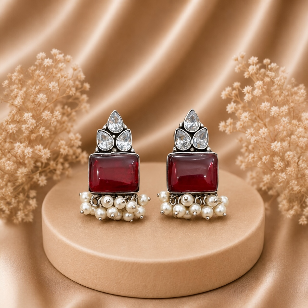 Binda Brass Studs - Red