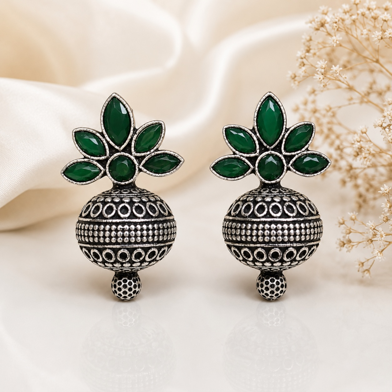 Manya Brass Studs - Green