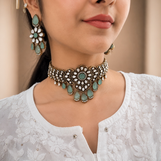 Zara Moissanite Choker - Mint