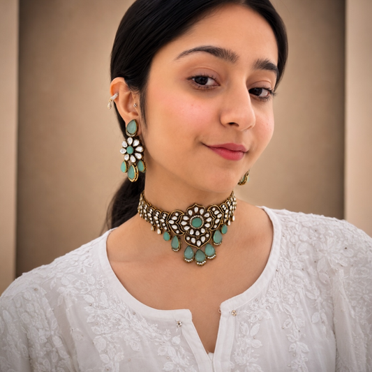Zara Moissanite Choker - Mint