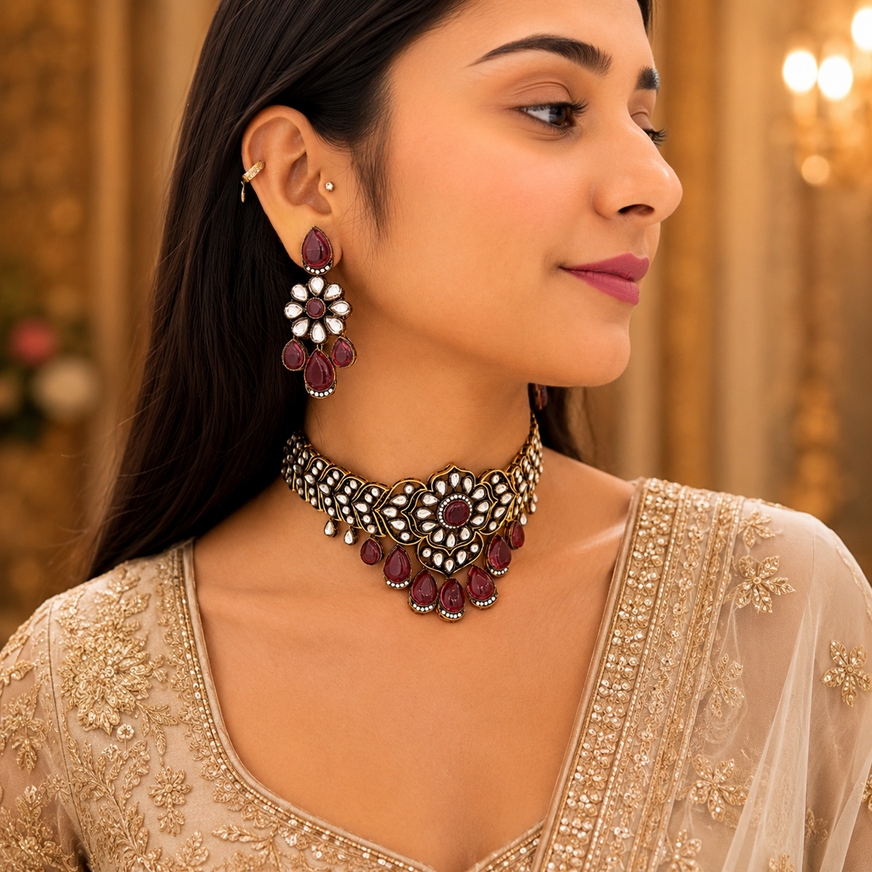 Zara Moissanite Choker - Ruby
