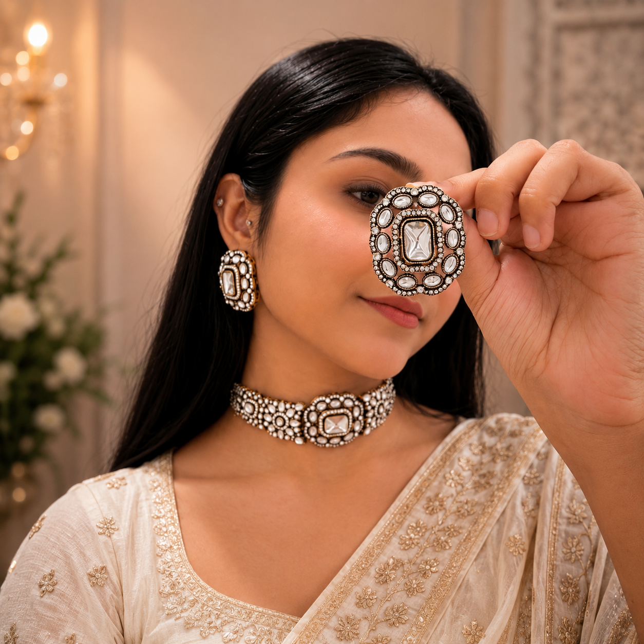 Kirat Moissanite Choker - White
