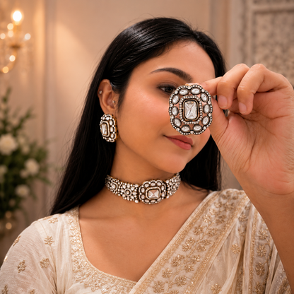 Kirat Moissanite Choker - White