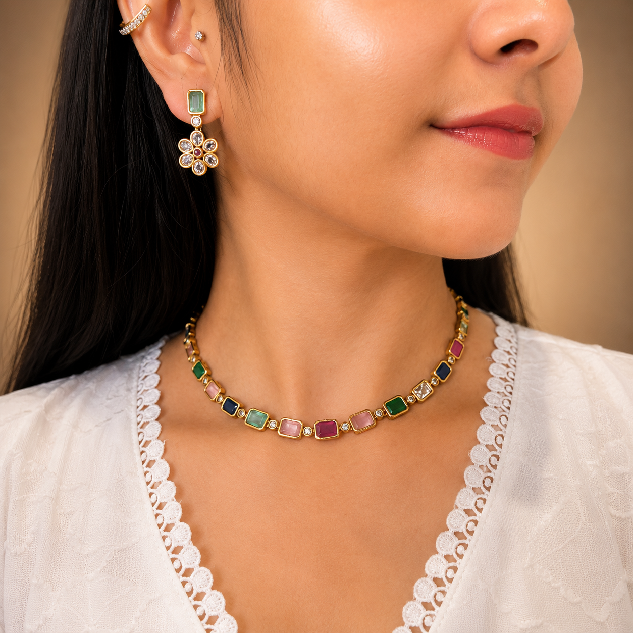 Giva Single line Necklace - Multi