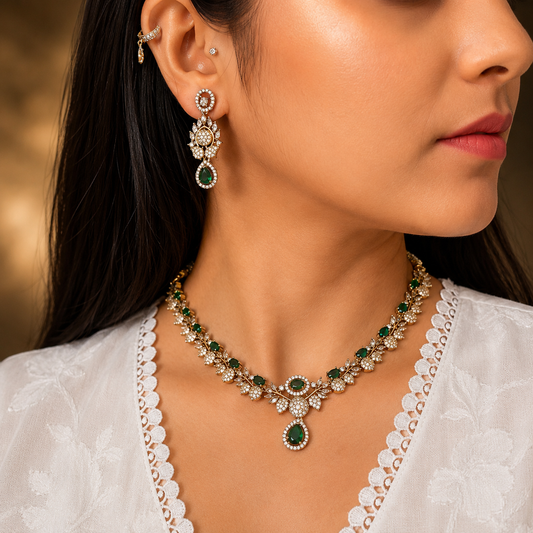Preeti Ad Necklace - Green