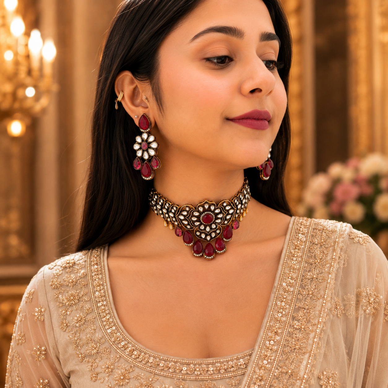 Zara Moissanite Choker - Ruby