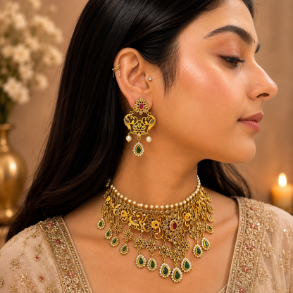 Maria Kundan Choker - Green