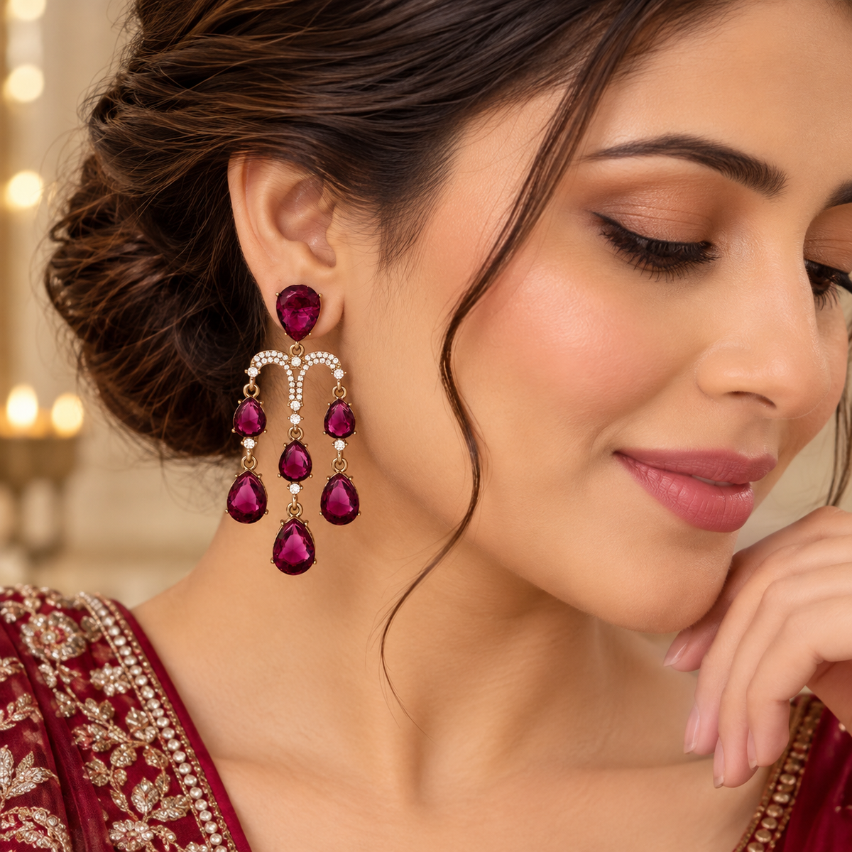 Yukti Earrings - Onion Pink