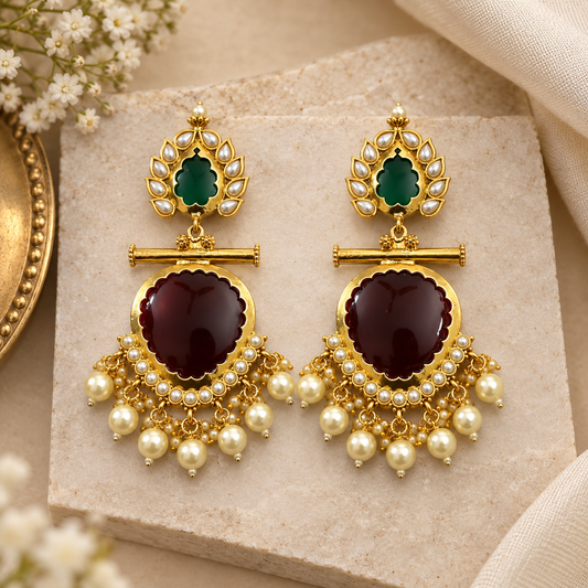 Jiya Earrings - Maroon