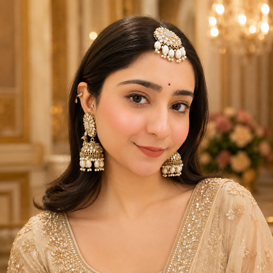 Rubani Bahubali Jhumka - White
