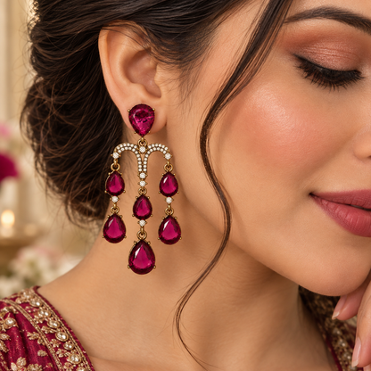 Yukti Earrings - Fuschia