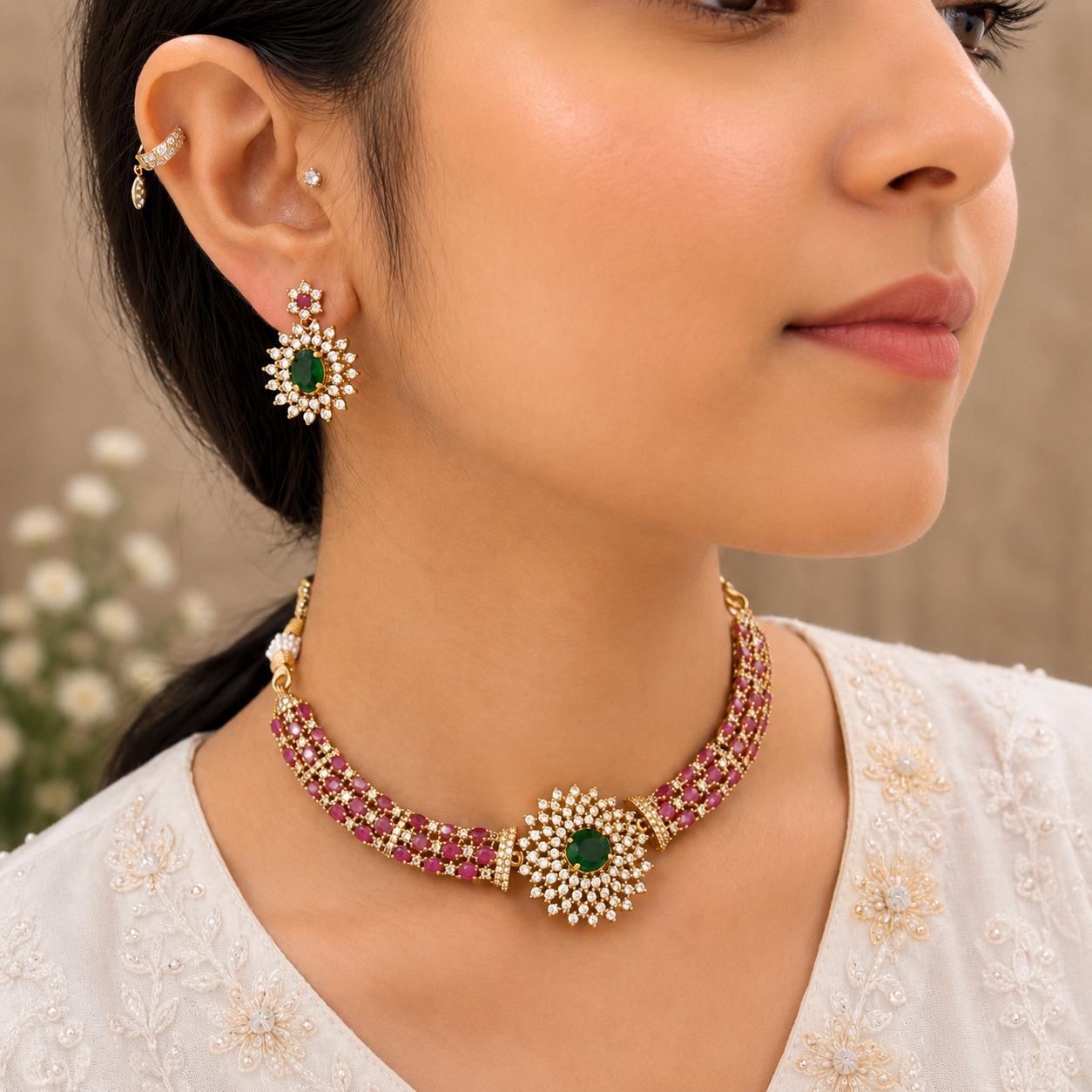 Elle Ad Necklace - Ruby